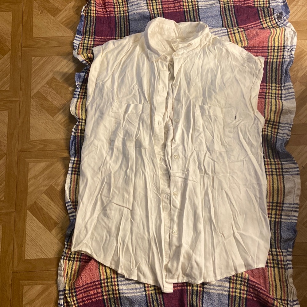 White Vans short sleeve button down, size large